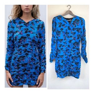 Zara Floral Print Draped Ruched Mini Dress Size XS NWT